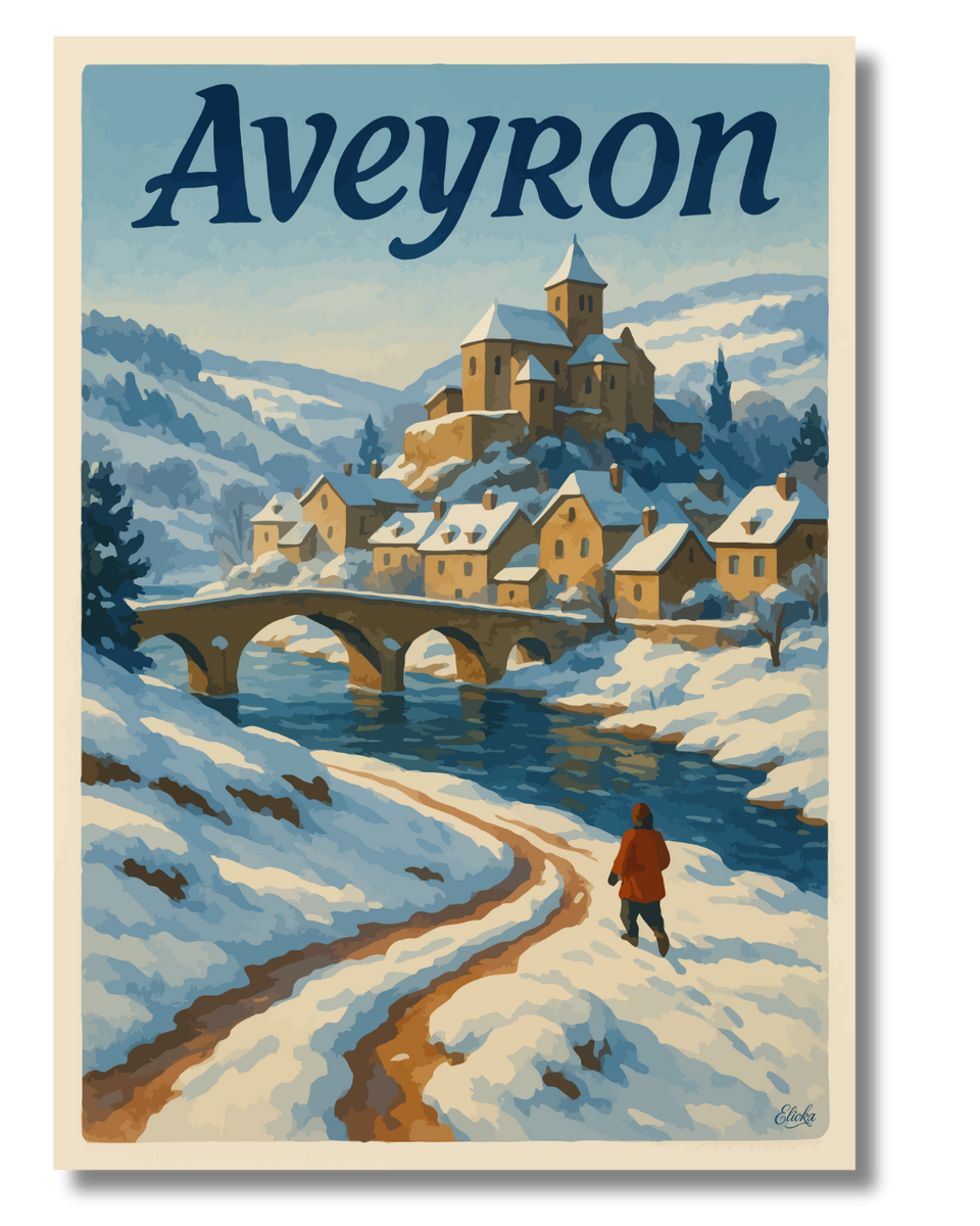 Affiche Aveyron en hiver