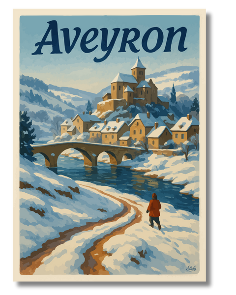 Affiche Aveyron en hiver