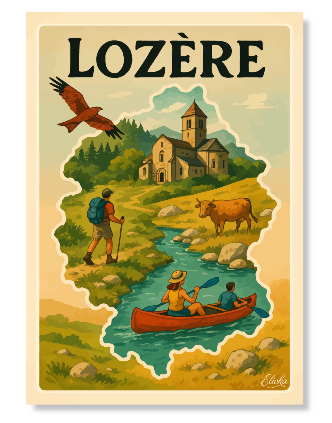 Affiche Carte de la Lozere