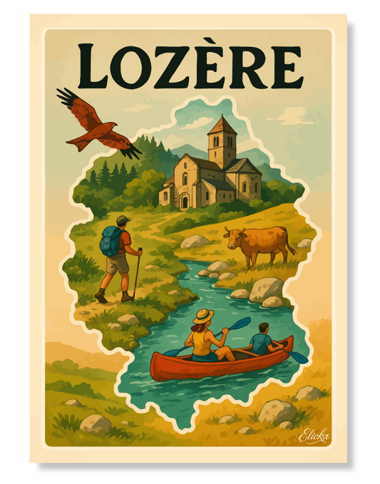 Affiche Carte de la Lozere