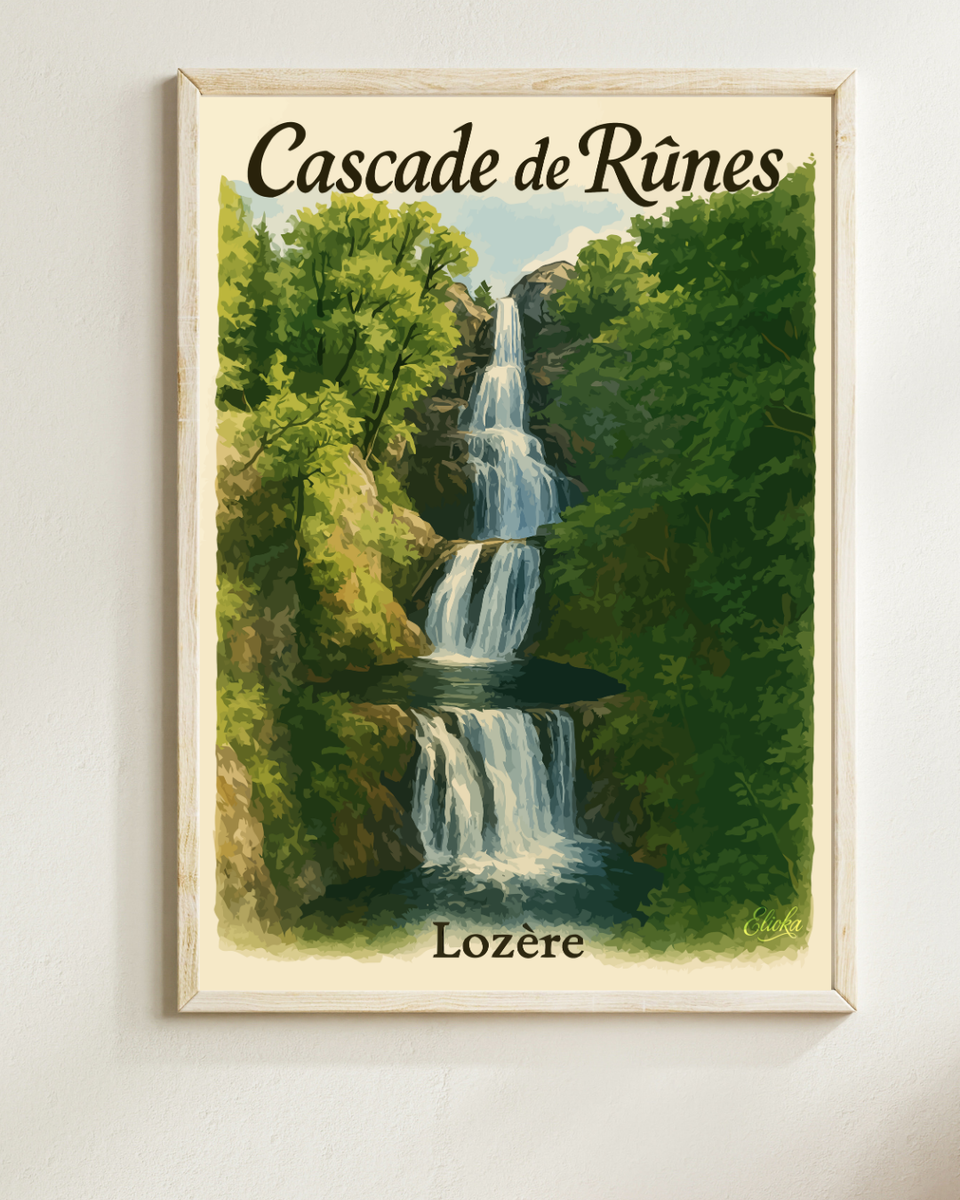 Affiche "Cascade de Rûnes" Lozère