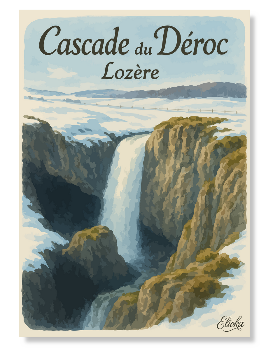 Affiche "Cascade du Déroc" Lozère