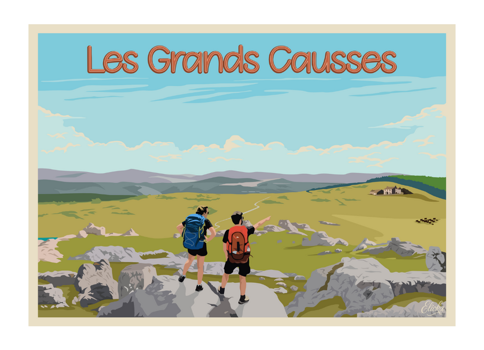 Affiche Les Grands Causses Vintage