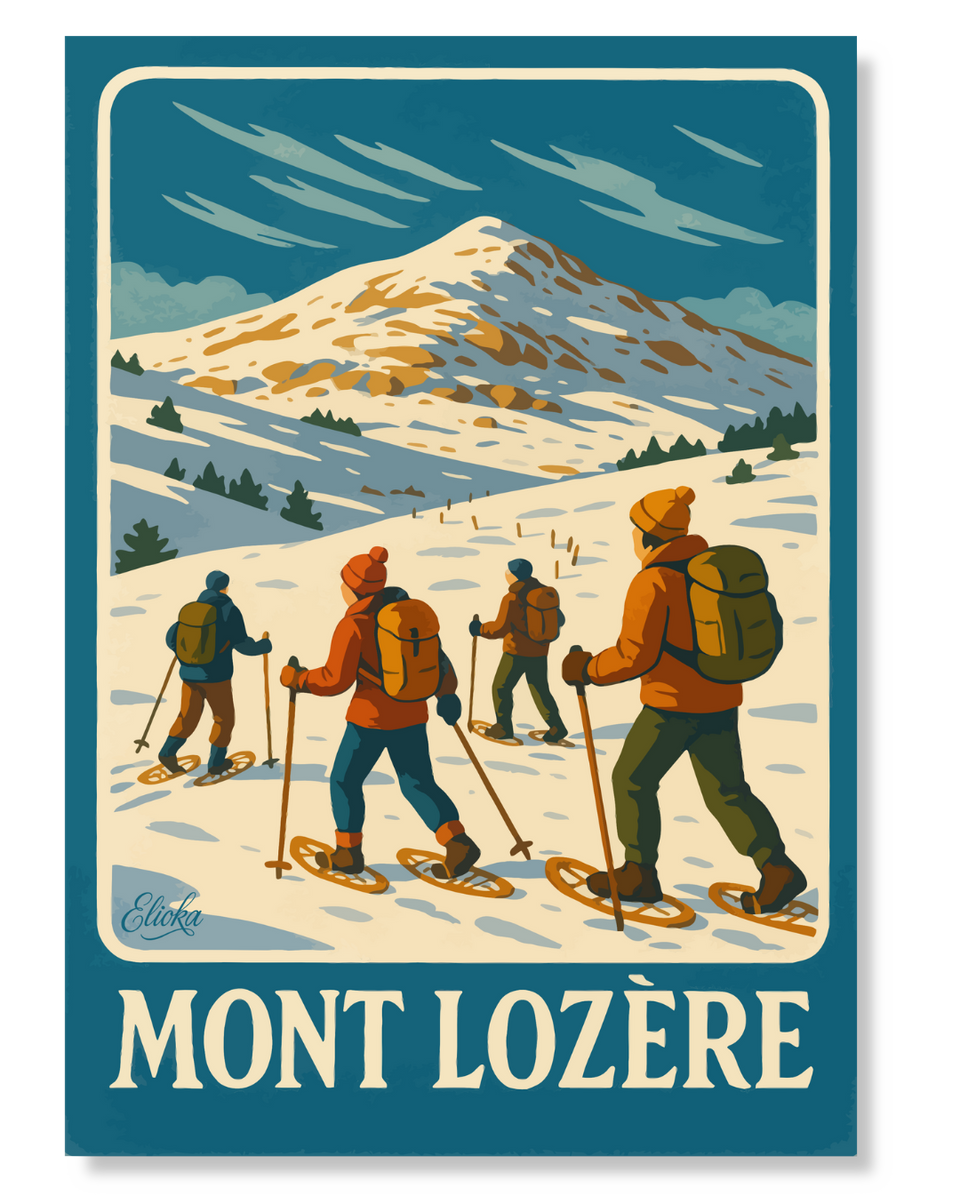 Affiche "Mont Lozère Randonnée hivernale en raquettes"