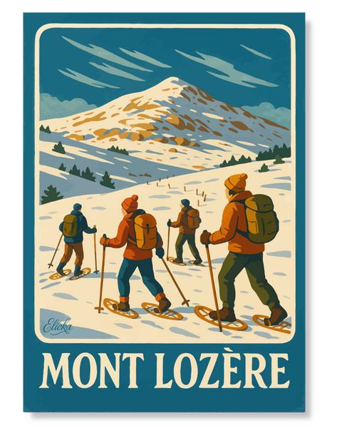 Affiche "Mont Lozère Randonnée hivernale en raquettes"