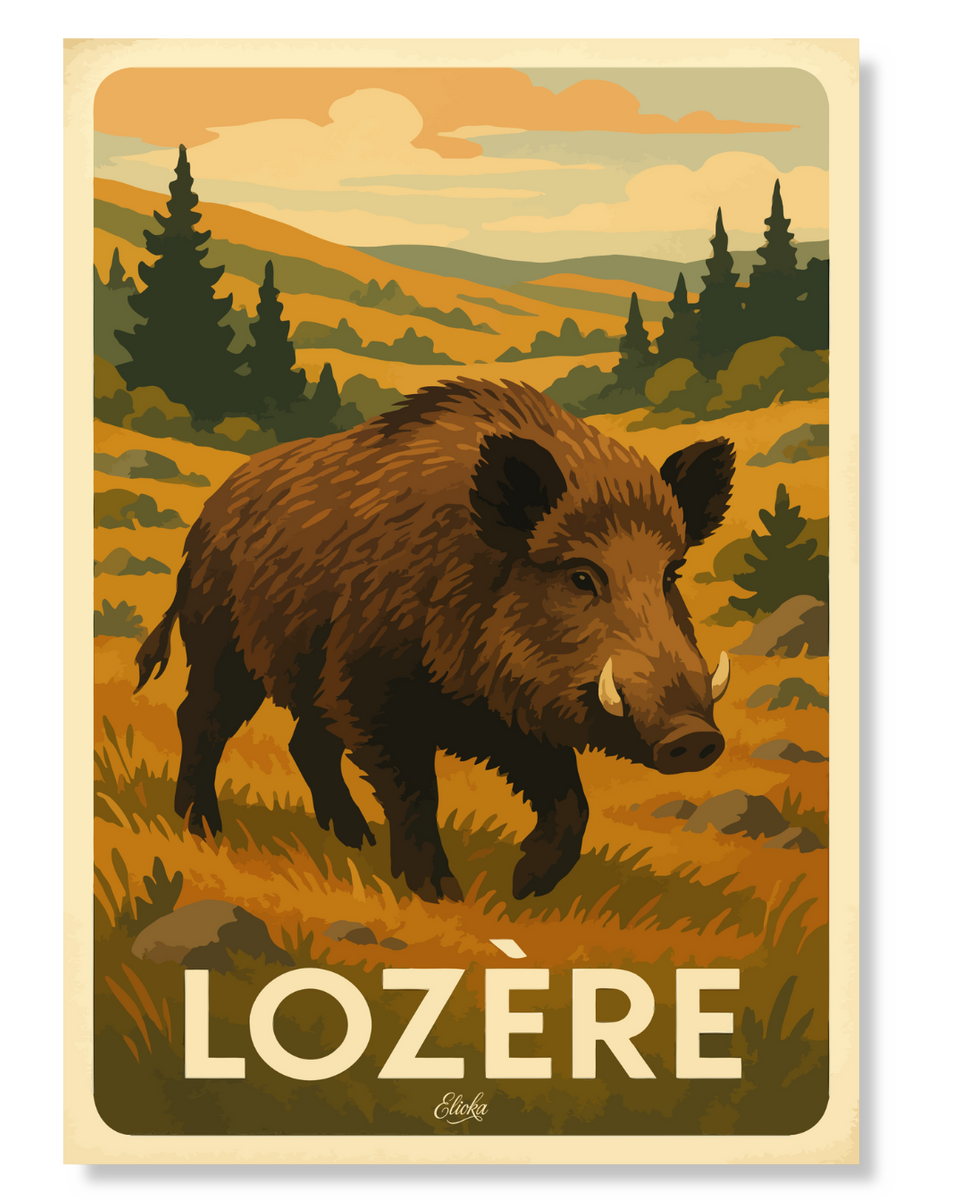 Affiche  "Sanglier sauvage" Lozère