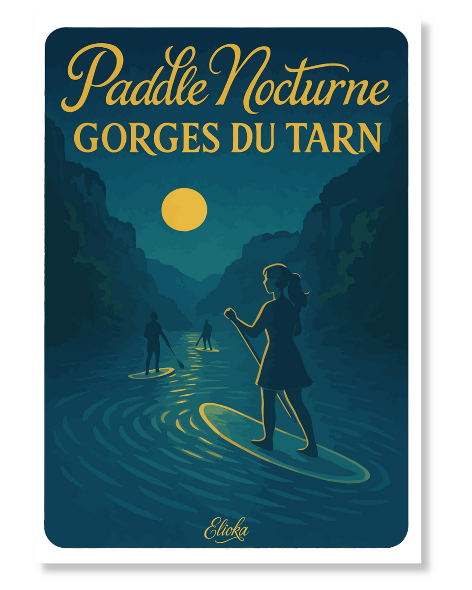 Affiche Paddle Nocturne Gorges du Tarn
