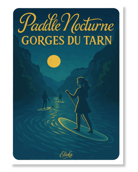 Affiche Paddle Nocturne Gorges du Tarn
