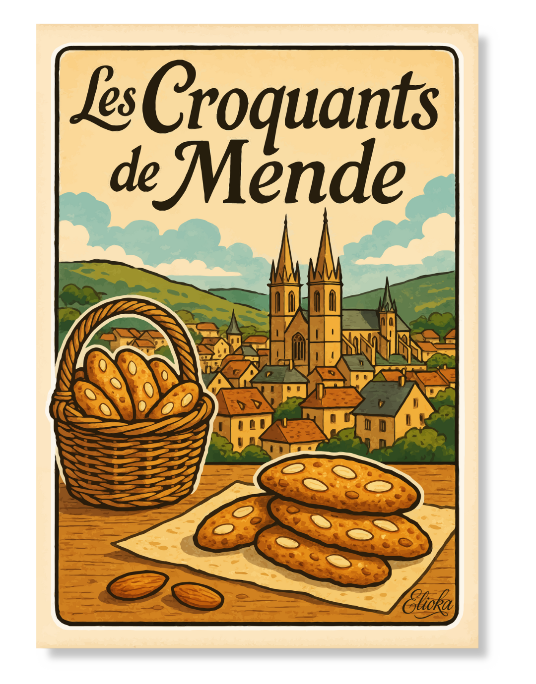 Affiche vintage "Les Croquants de Mende" Lozère