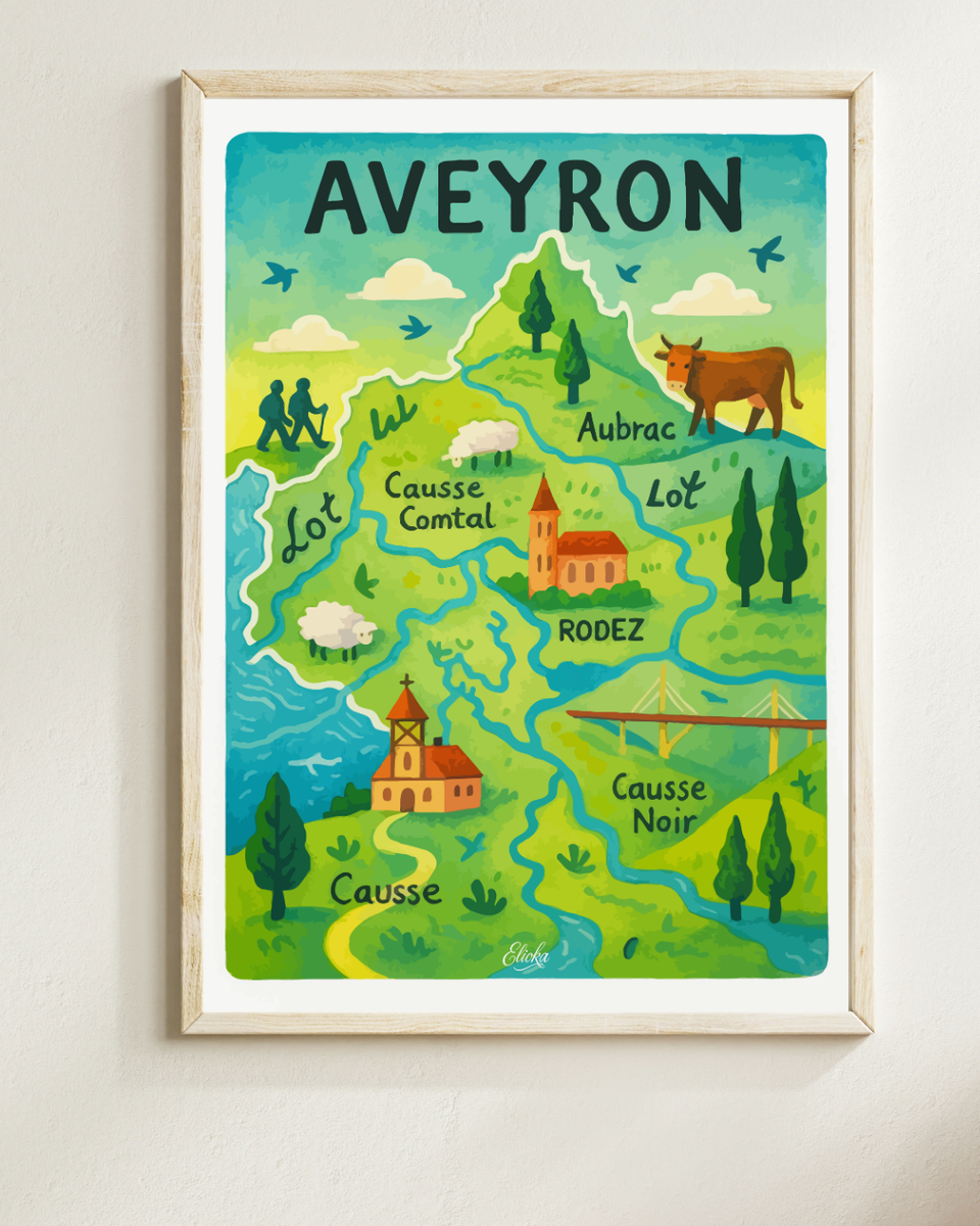 Affiche Carte de l’Aveyron