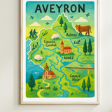 Affiche Carte de l’Aveyron