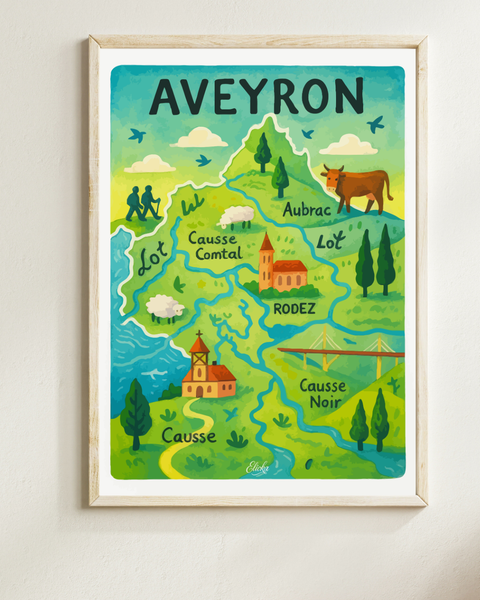 Affiche Carte de l’Aveyron