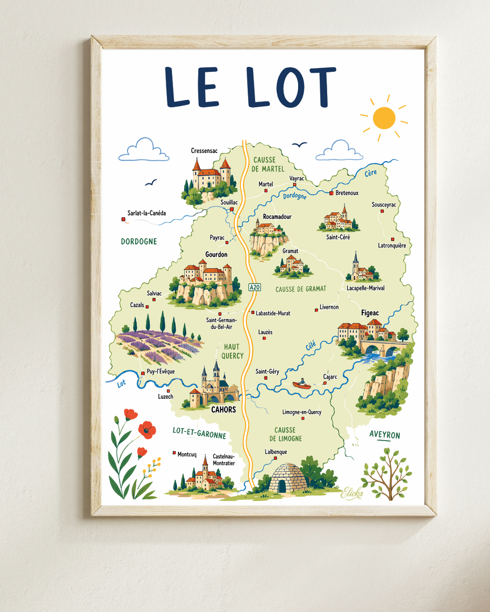 Affiche Carte du Lot