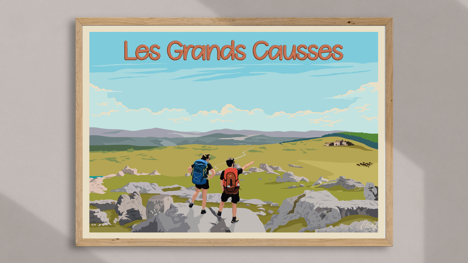 Affiche Les Grands Causses Vintage